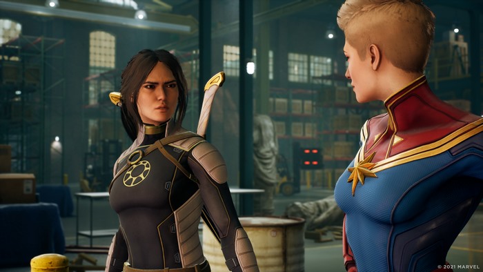 Nico Minoru and Captain Marvel in Marvel's Midnight Suns