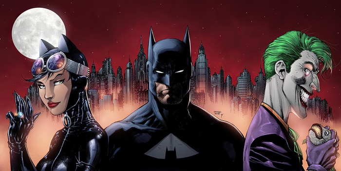 DC Comics Batman, Catwoman, Joker in Gotham City