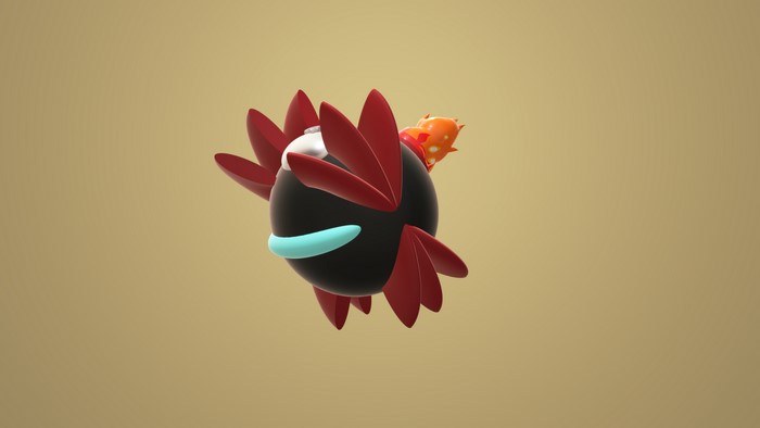 3D Golden Dawn Vessel with Red Fins