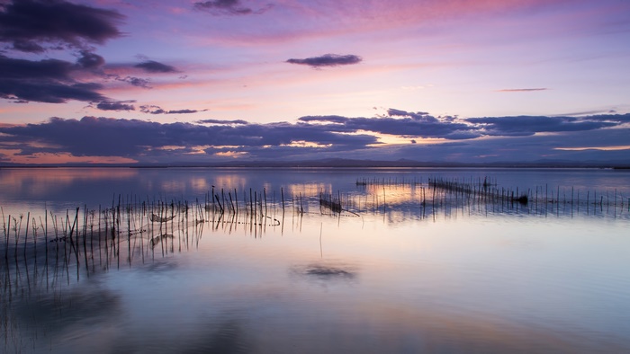 Vibrant Sunset Horizon Reflected on Calm Water