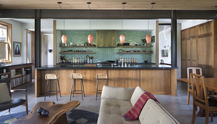 Modern open-plan kitchen and living room