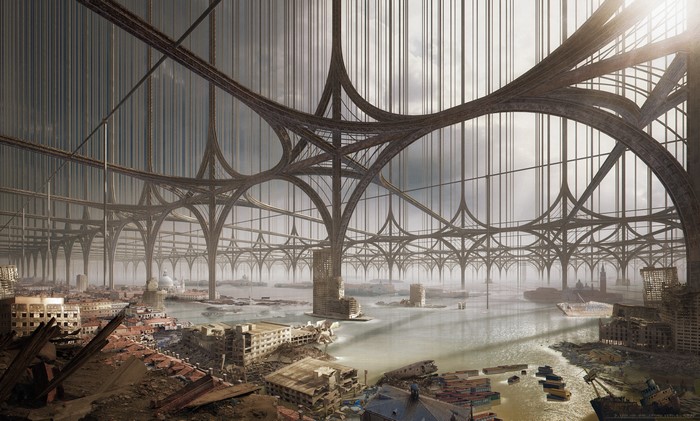 Lifting Venice: Ruined City Under a Vast Structure