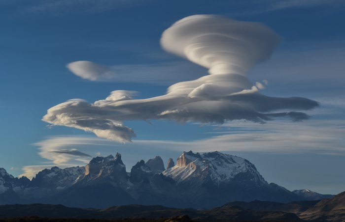 Stunning Lenticular Clouds over Torres del Paine, Patagonia