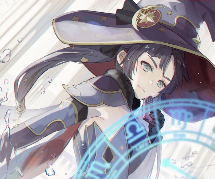 Mona Genshin Impact casting hydro magic