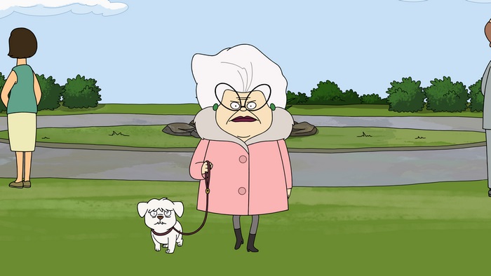 Angry Bitsy and her sad dog in Central Park