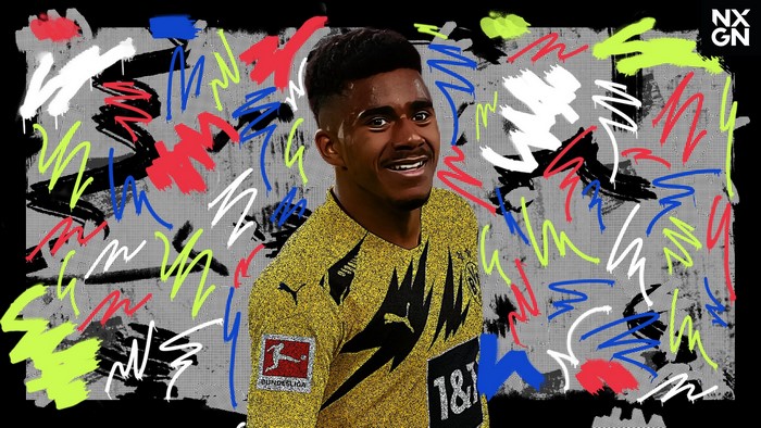 Ansgar Knauff of Borussia Dortmund in vibrant abstract art