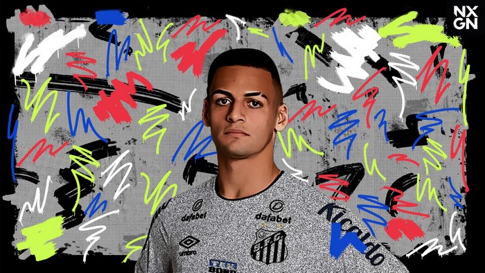 Kaiky Fernandes for Santos FC in vibrant abstract art