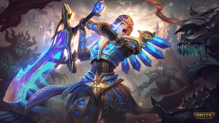 Deliverer Nemesis battling dark creatures in Smite