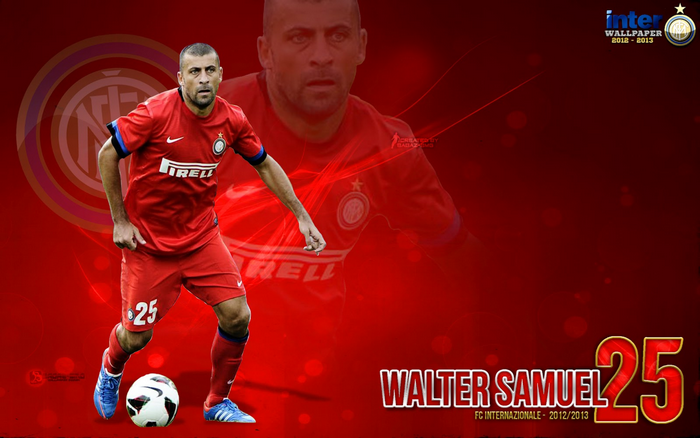 Walter Samuel Inter Milan football player in red kit