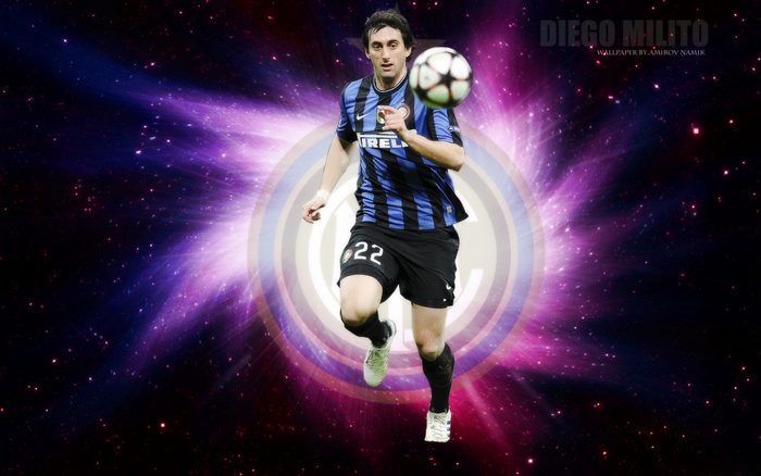 Diego Milito, Inter Milan player, with cosmic backdrop