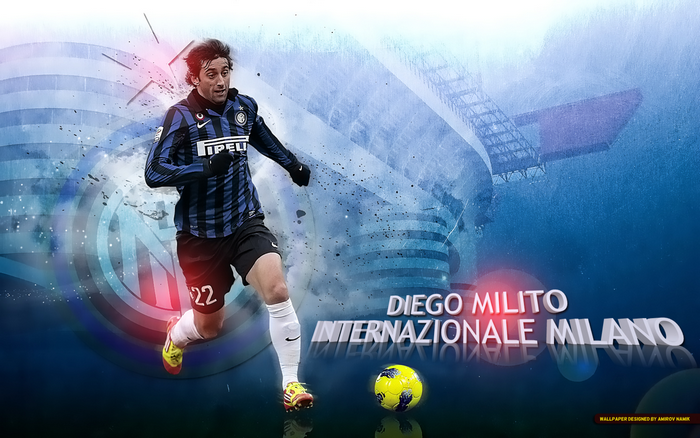 Diego Milito in Inter Milan jersey with soccer ball
