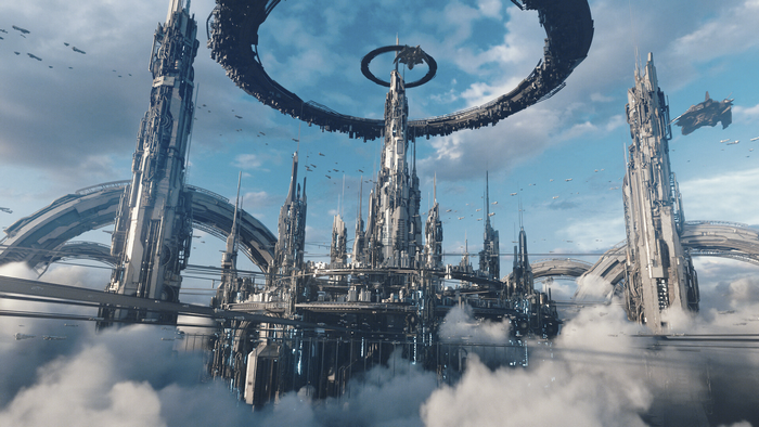 Futuristic Cloud City in the sky