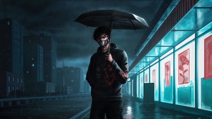 Corpse Husband in a rainy city night