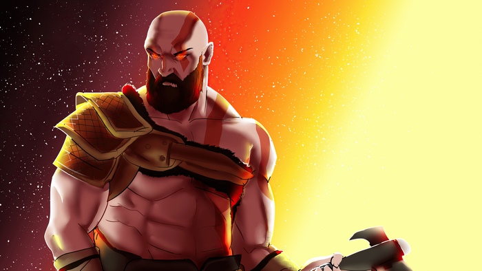 Kratos: God of War's Fiery Dual Background