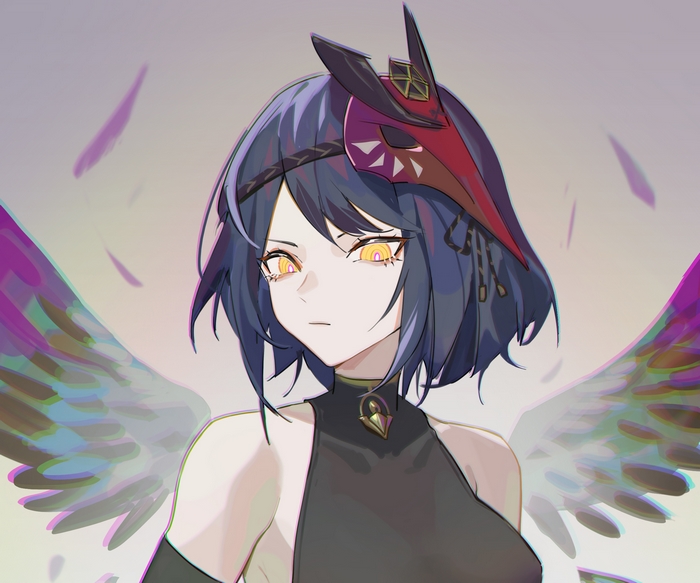 Kujou Sara with Colorful Wings