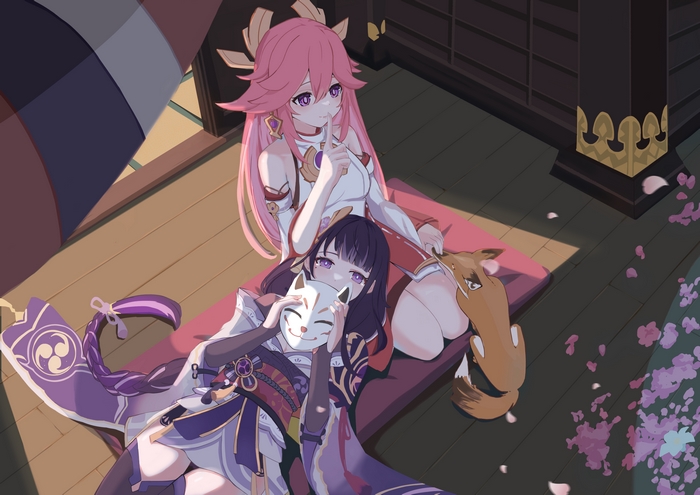 Yae Miko Guuji and Baal Raiden Shogun 4K Scene
