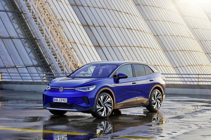 Blue Volkswagen ID.4 Pro Electric Car