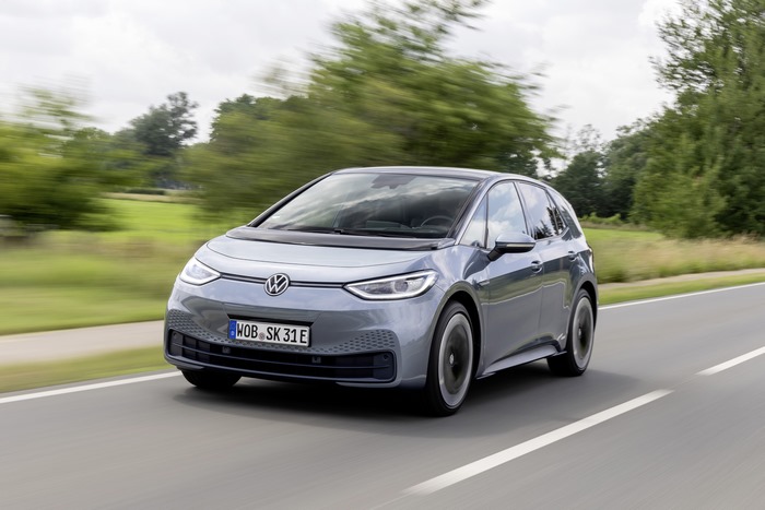Volkswagen ID.3 Pro S electric car driving on road
