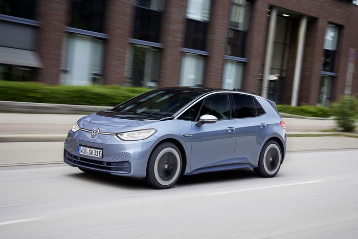 Volkswagen ID.3 Pro S electric car driving on street