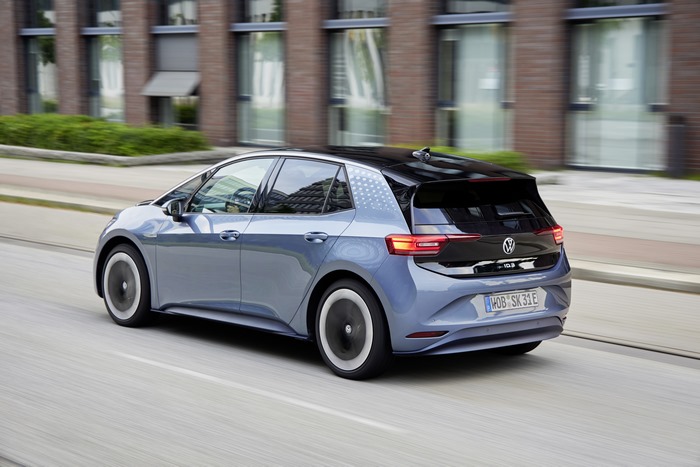 Volkswagen ID.3 Pro S electric car driving on street