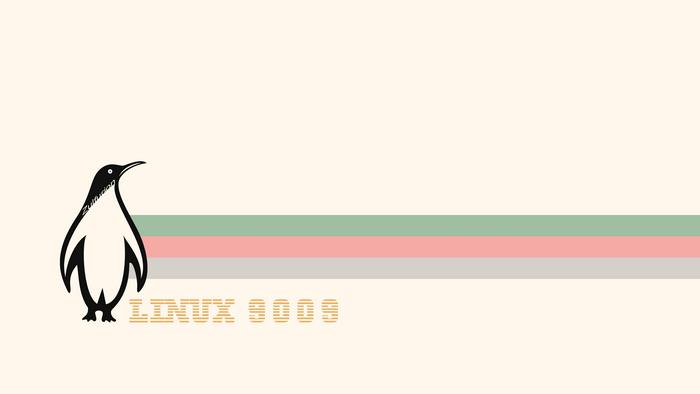 Linux 9009 Tux penguin with retro stripes