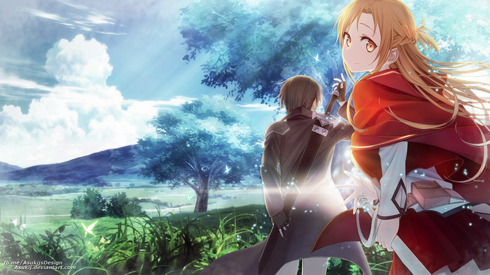 Sword Art Online: Asuna and Kirito in a luminous landscape
