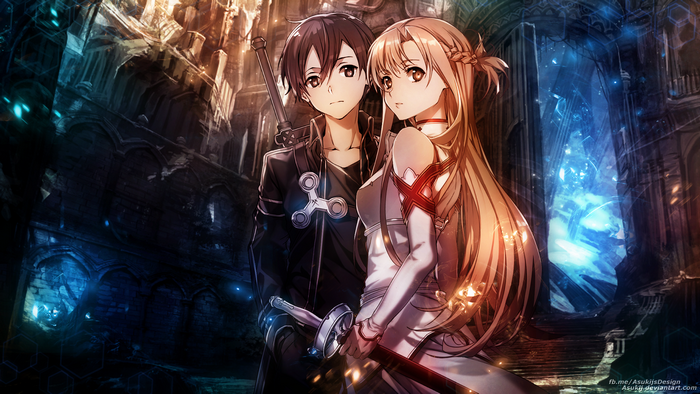Sword Art Online: Kirito and Asuna Yuuki in ancient ruins