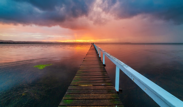 Pier into Fiery Sunset
