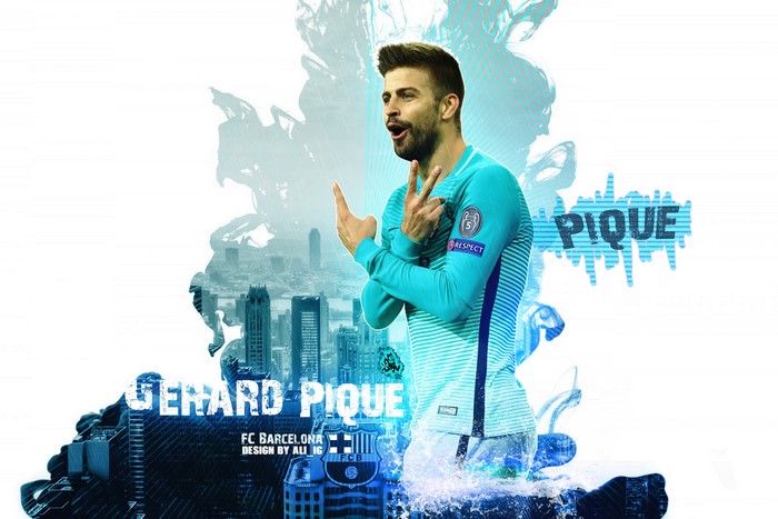 Gerard Piqué FC Barcelona blue city art