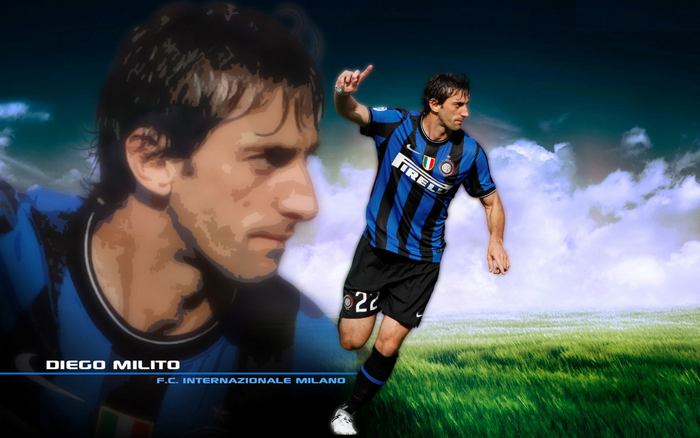 Diego Milito Inter Milan football player on field