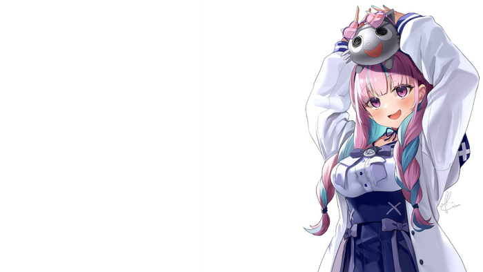 Minato Aqua holding a Neko mask