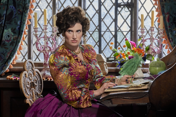 Idina Menzel as Stepmother in Cinderella (2021) with quill