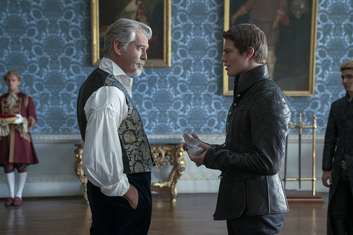 Pierce Brosnan and Nicholas Galitzine in Cinderella (2021) 4K