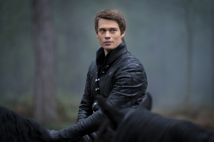 Nicholas Galitzine in quilted leather jacket on horseback
