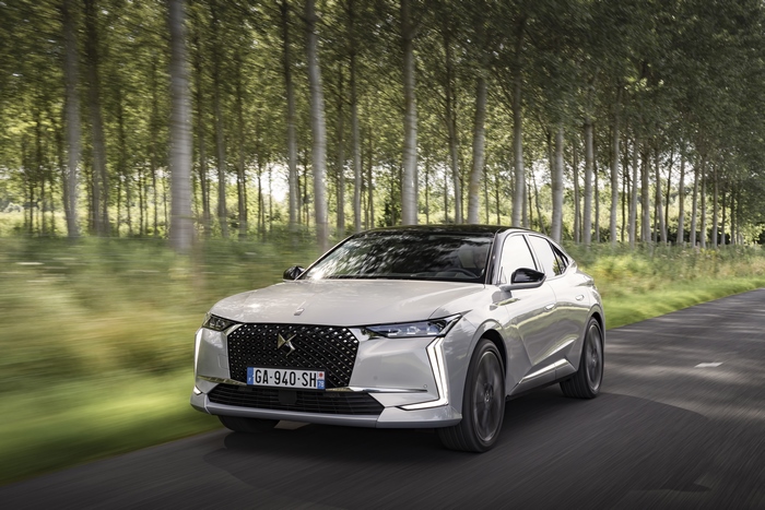 DS 4 E-Tense electric car driving on road