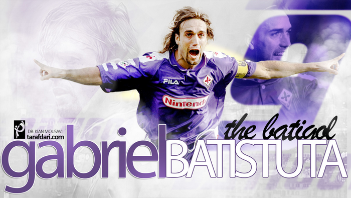 Gabriel Batistuta "The Batigol" celebrates for Fiorentina