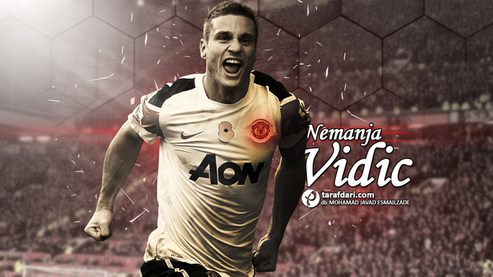 Nemanja Vidić celebrating for Manchester United