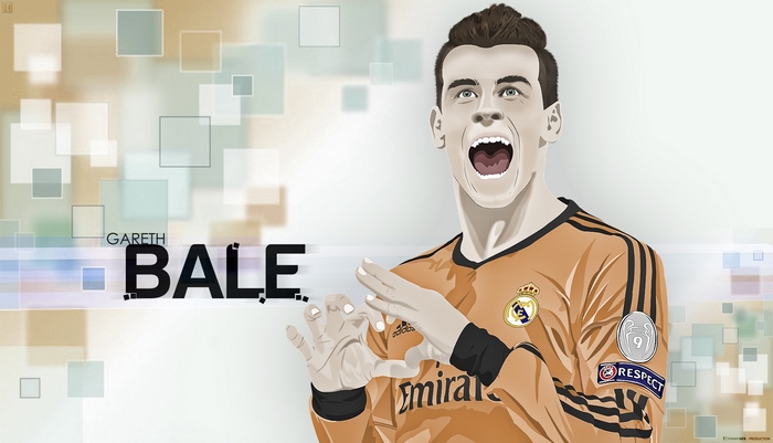 Gareth Bale Real Madrid player celebrating art