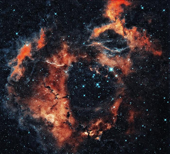 Vibrant Sci-Fi Nebula with Fiery Gas and Blue Stars