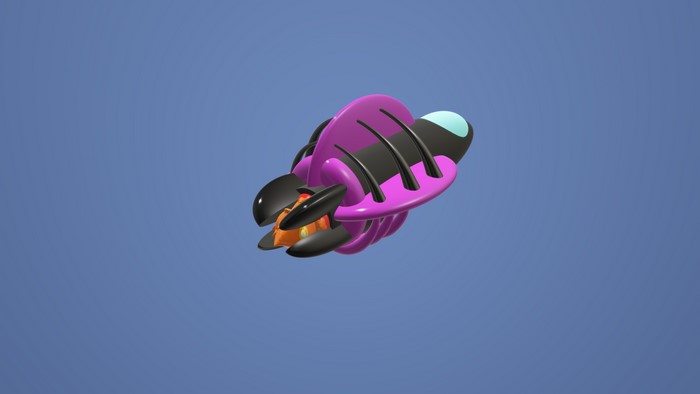 Purple and Black Toon 3D Spaceship