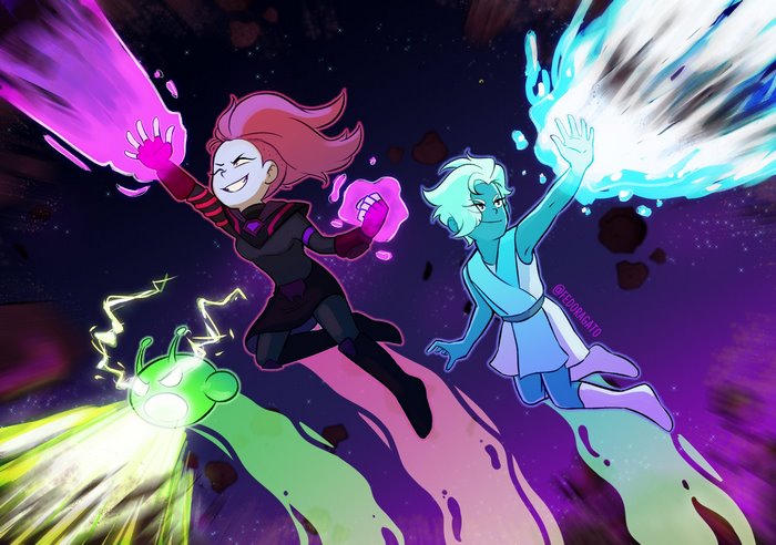 Ash Graven, Evra, Mooncake unleashing powers in Final Space