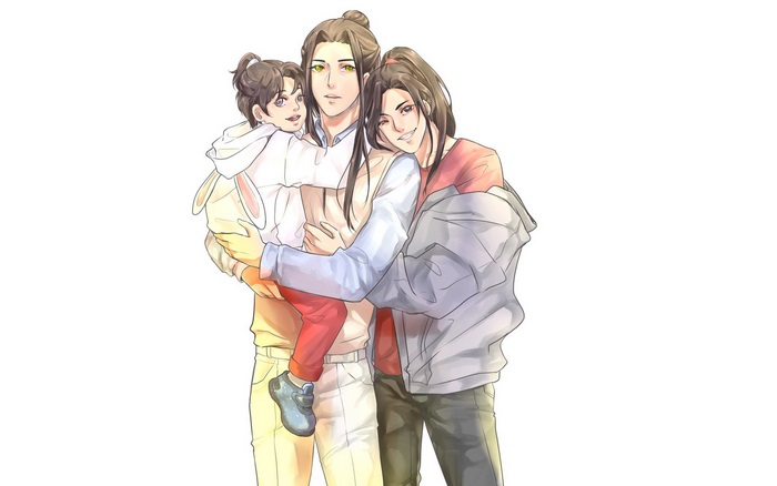 Wei Wuxian Lan Wangji Lan Sizhui family hug