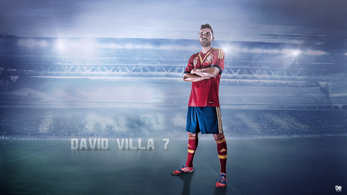 David Villa, Spain National Football Team player, in stadium