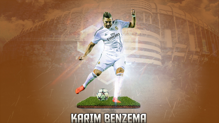 Karim Benzema Real Madrid football player stadium graphic