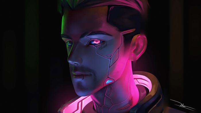 Neon Cyberpunk Cyborg Portrait