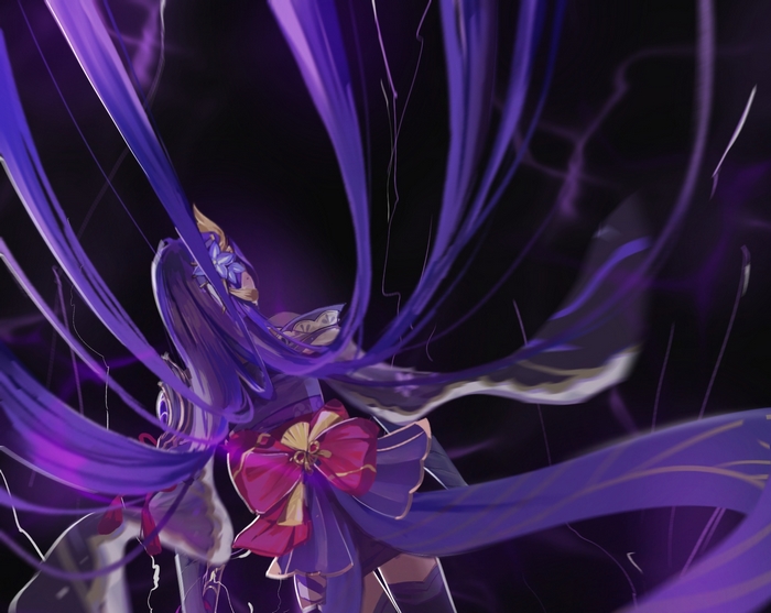 Raiden Shogun's flowing purple electro power