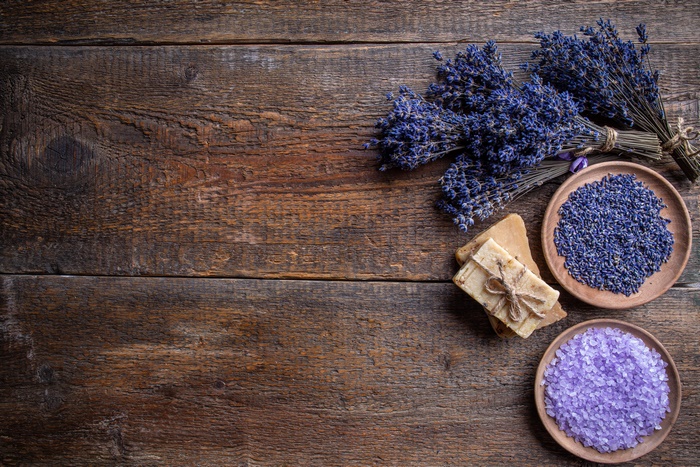Lavender spa still life with bath salt and soap