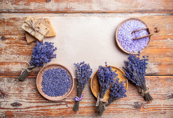 Lavender Spa Still Life with Bath Salt and Soap
