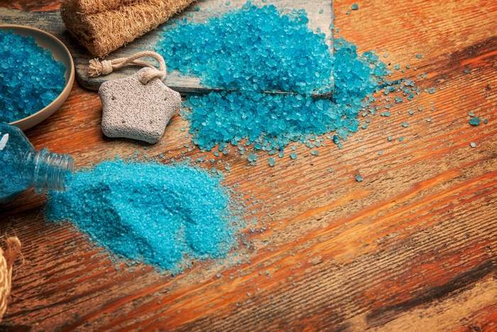 Blue Bath Salts and Spa Essentials