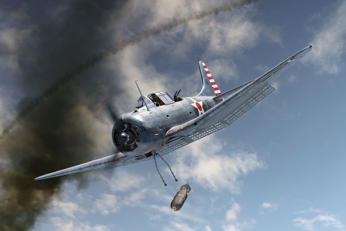 Douglas SBD Dauntless Dive Bomber Dropping Bomb